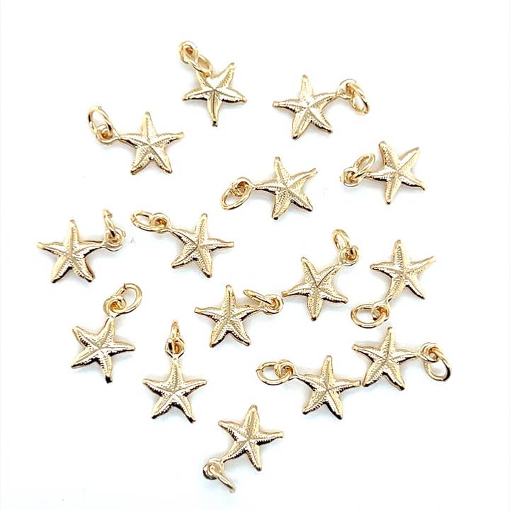 The Bead Bazaar - Wholesale Individual Charm/Pendant - 18K Gold Filled Mini Starfish Charm