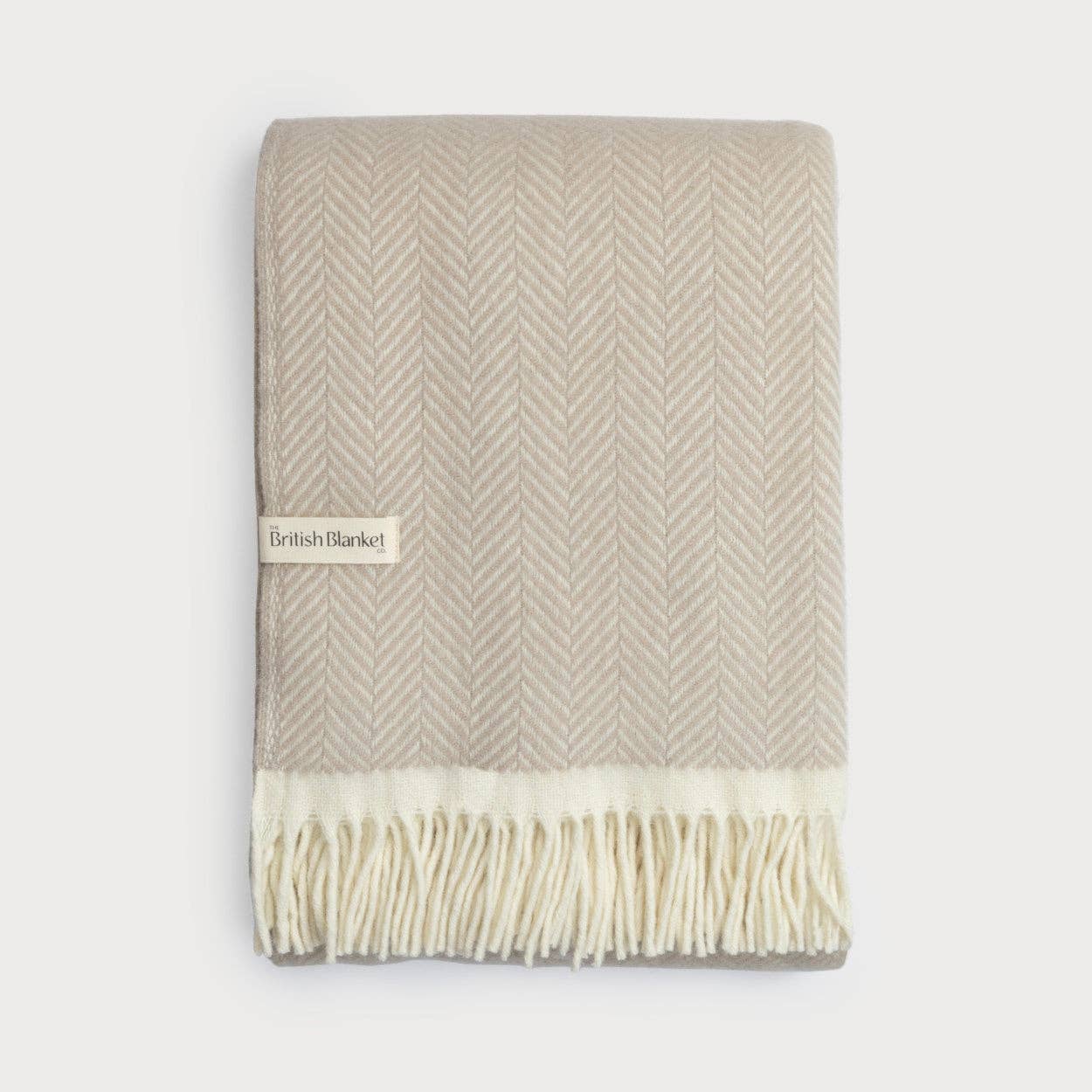 The British Blanket Company – wholesale Throw blanket – Clifton Herringbone Blanket: Bath Stone0