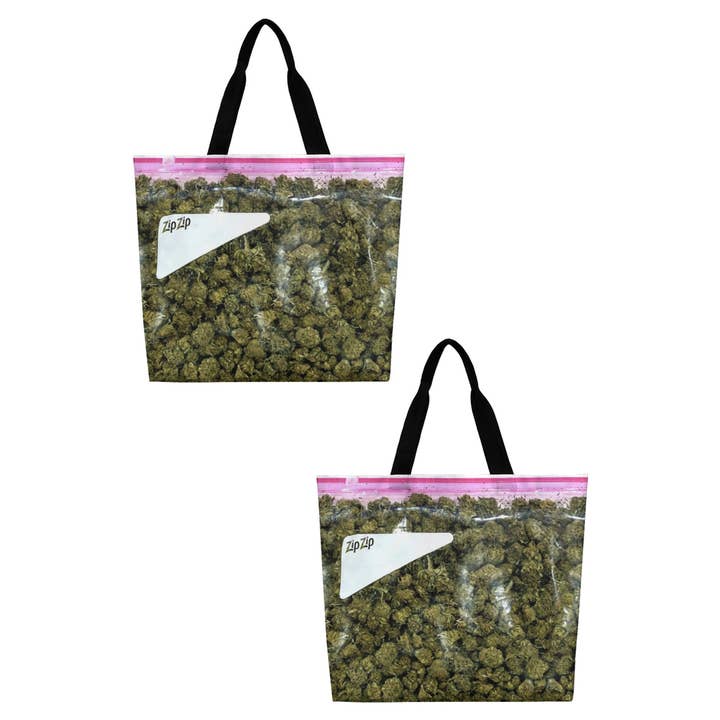 Just Get High™ - Wholesale Tote Bag - Women's - Large "T" Tote: Stash (green)