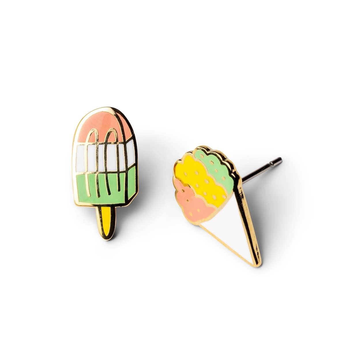 Yellow Owl Workshop – wholesale Solitärörhängen – Sno Cone och Popsicle Örhängen - Guld Summer Statement Studs2