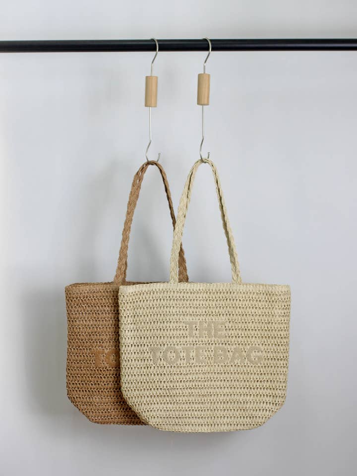 Borsa Tote in Rafia Bicolore con Nappa A2601YS11288 per la vendita all'ingrosso da parte di ESLEY