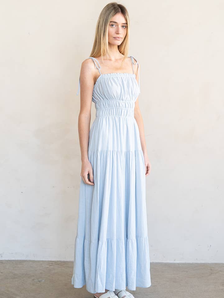 CAMI SMOCKING TIERED MAXI DRESS for wholesale by ELLE GREY