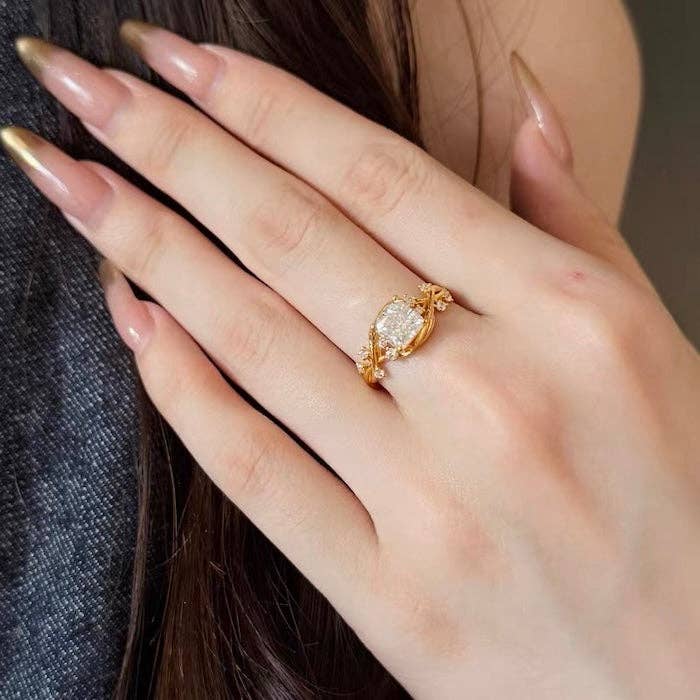 LanLivia - Wholesale Multi-Stone Ring - Gold Vermeil Flower Branch Ring7