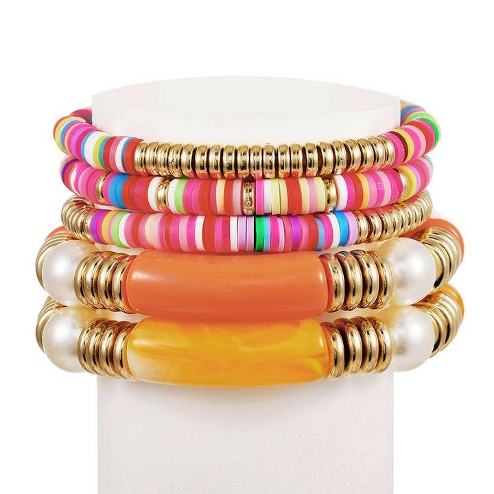 ETHNIC STYLE COLORFUL SOFT CLAY ACRYLIC BRACELETSET_CWMM3530 for wholesale by ACCITY