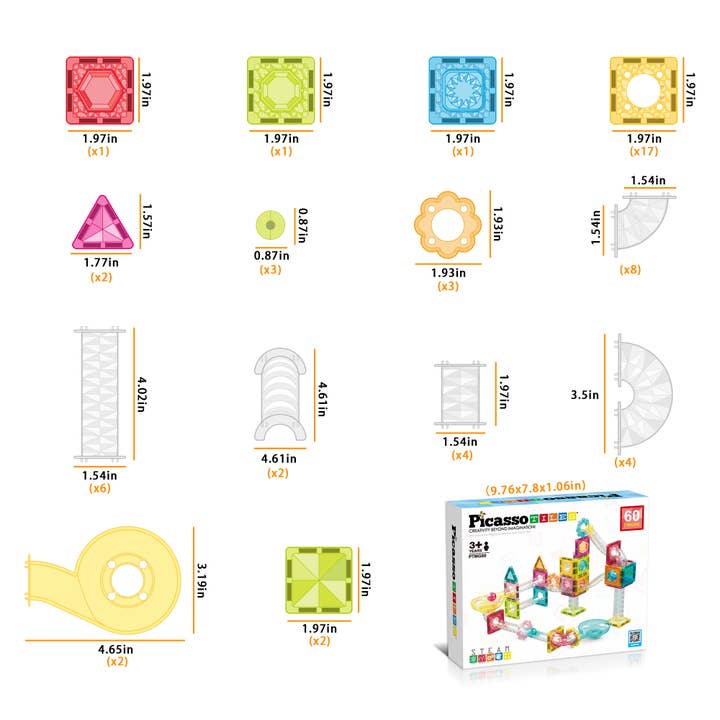 PicassoTiles - Wholesale Building Set - Kids - PicassoTiles 60pc Travel Size Marble Run Building Set1