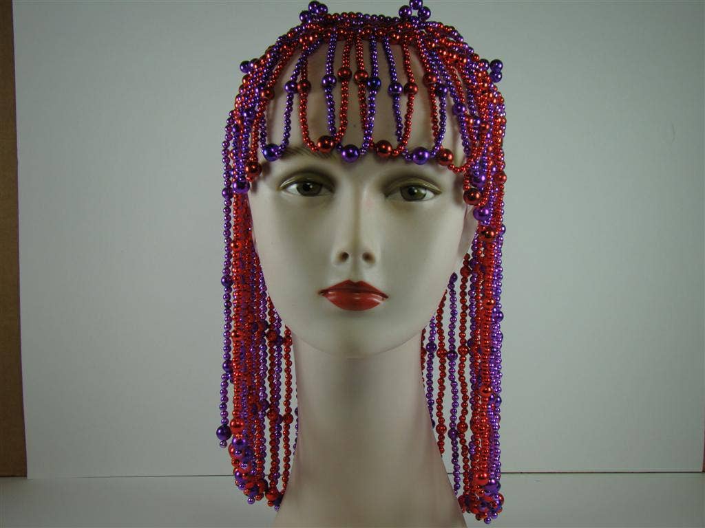 Mardi Gras Creations – wholesale Wig/hair piece – Cleopatra Beaded Wig4