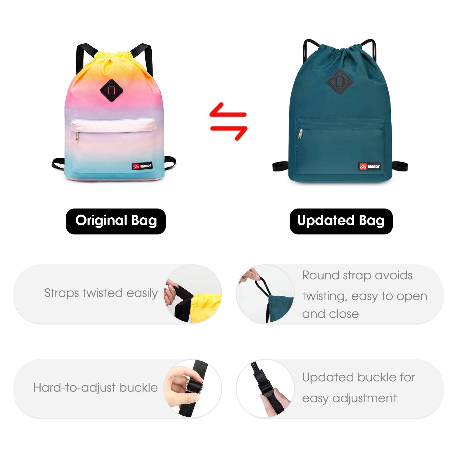 wandf - Wholesale Backpack - Unisex - WF6030 Sport Drawstring Backpack With Shoe Compartment39