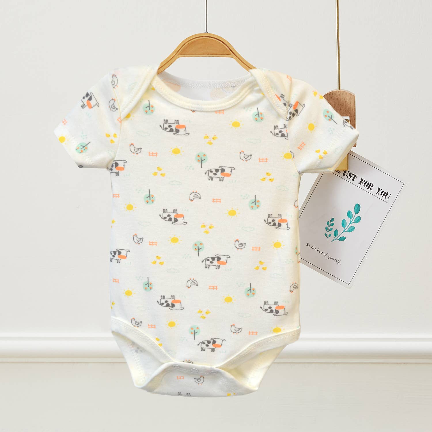 Lollipop Dreams - Wholesale Bodysuit (Non-Footed) - Baby - Pack of 3 Baby Cutie Cow Animal Pattern Bodysuits3