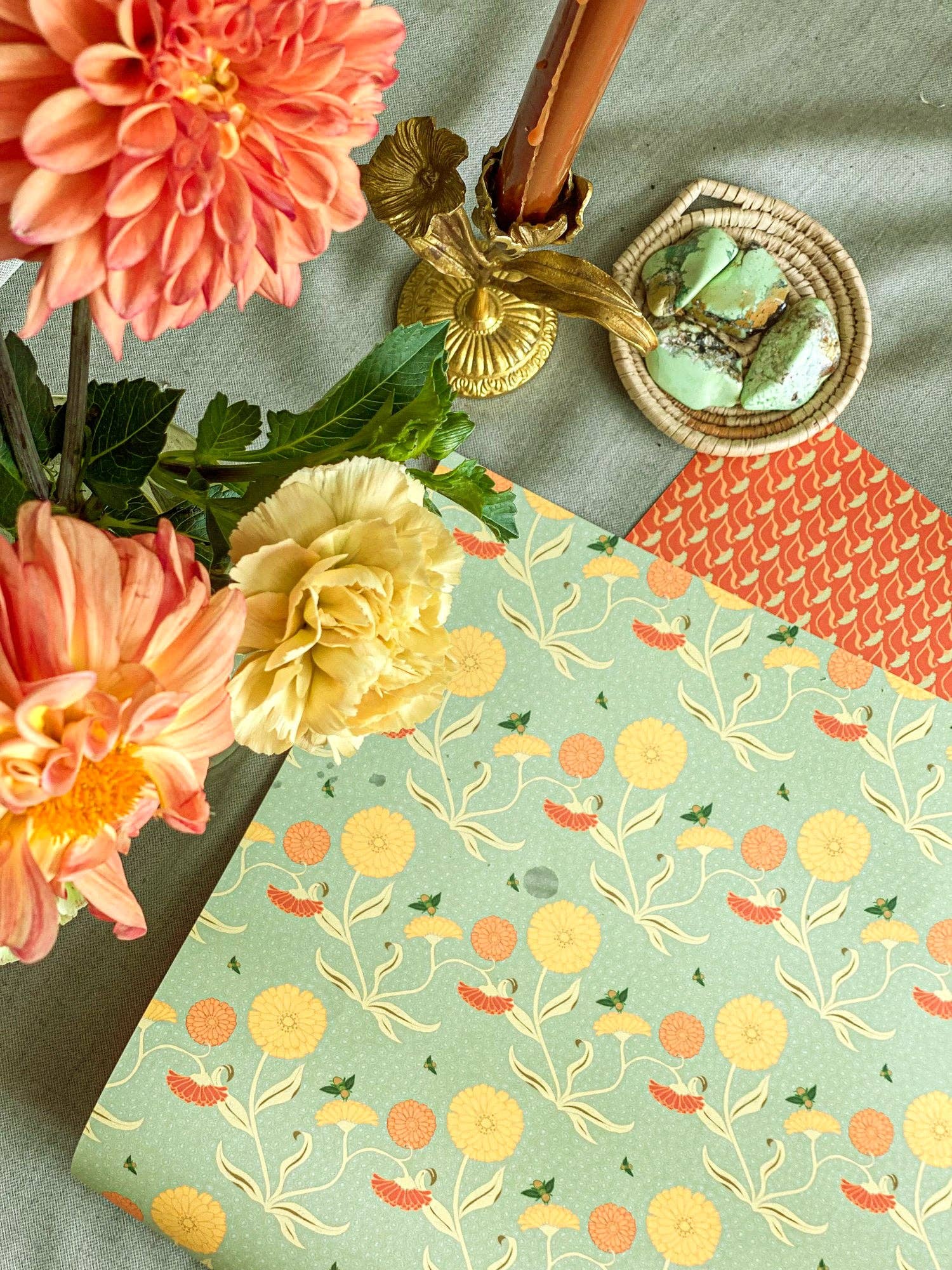 re:mused studio - Wholesale Flat Wrap - Calendula Gift Wrap Sheet-Double Sided11