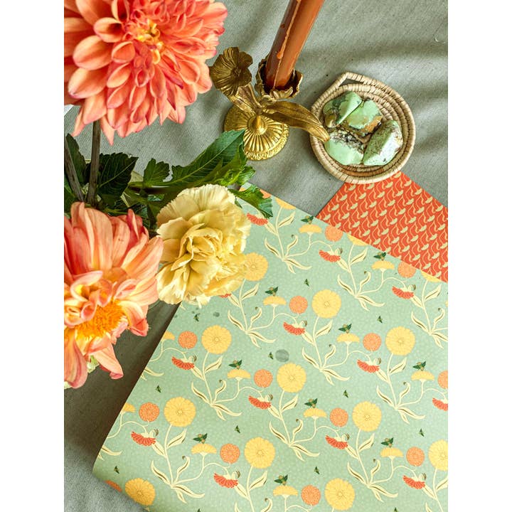 re:mused studio - Wholesale Flat Wrap - Calendula Gift Wrap Sheet-Double Sided11