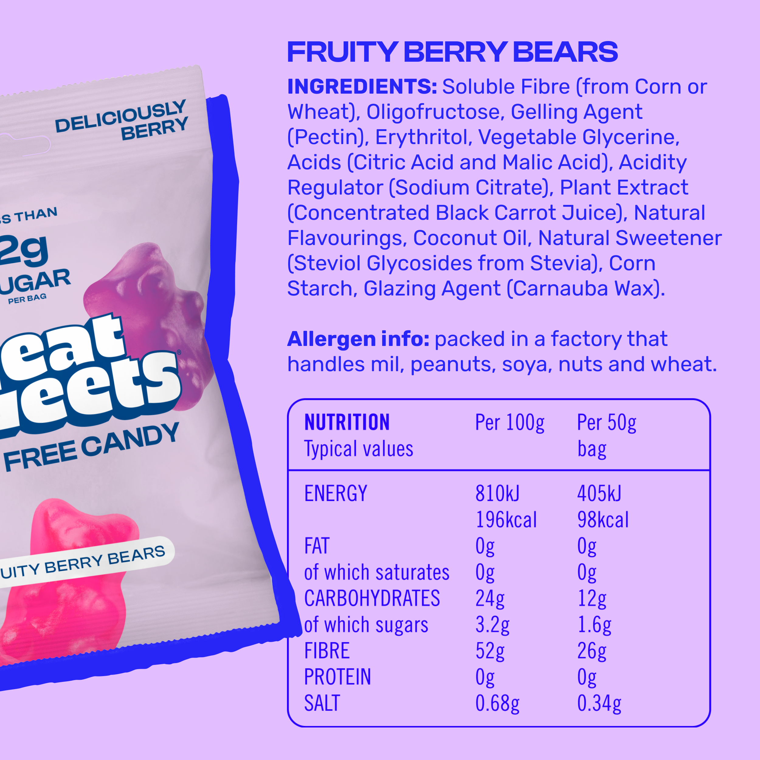 NeatSweets – wholesale Gummy – NeatSweets Fruity Berry Bears 50g x124