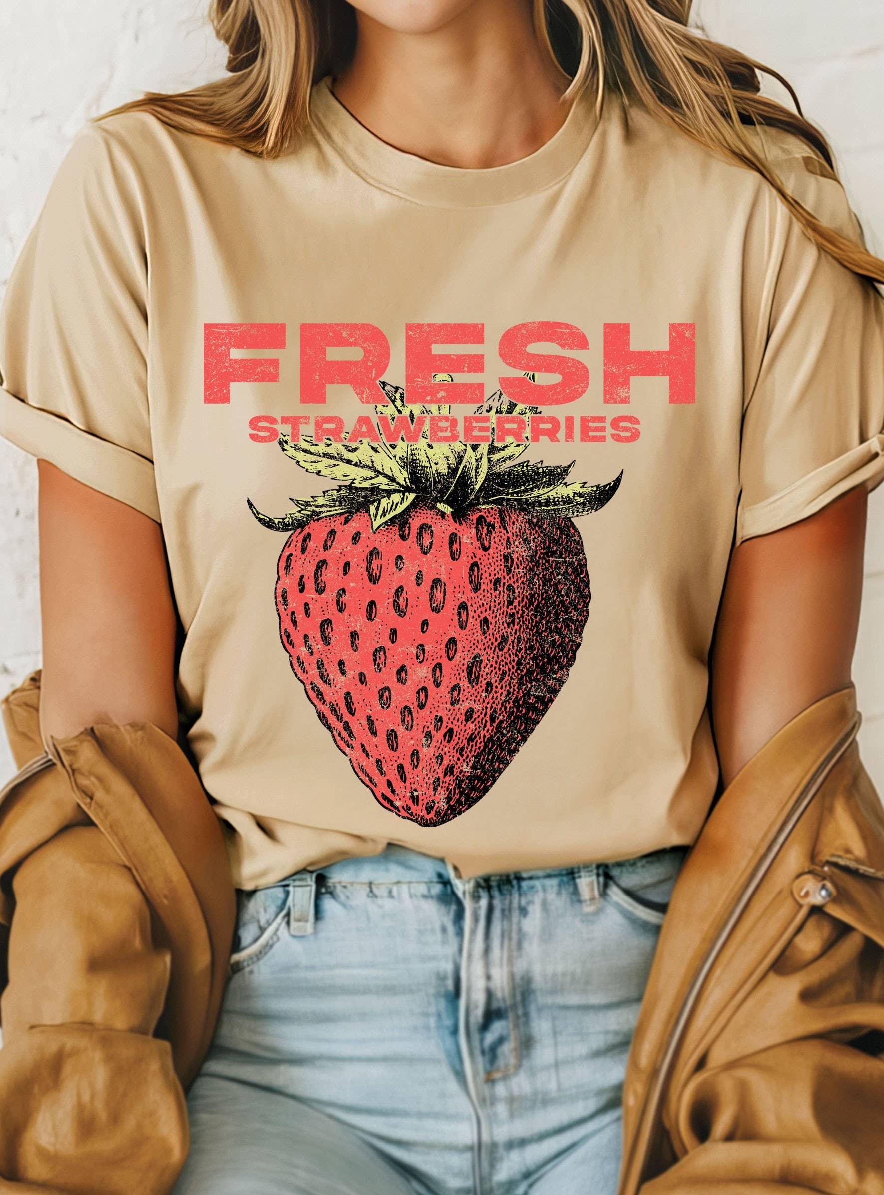 Rustee Clothing - Wholesale Screen Printed T-Shirt - Women's - FRESH STRAWBERRIES GRAPHIC TSHIRTS5