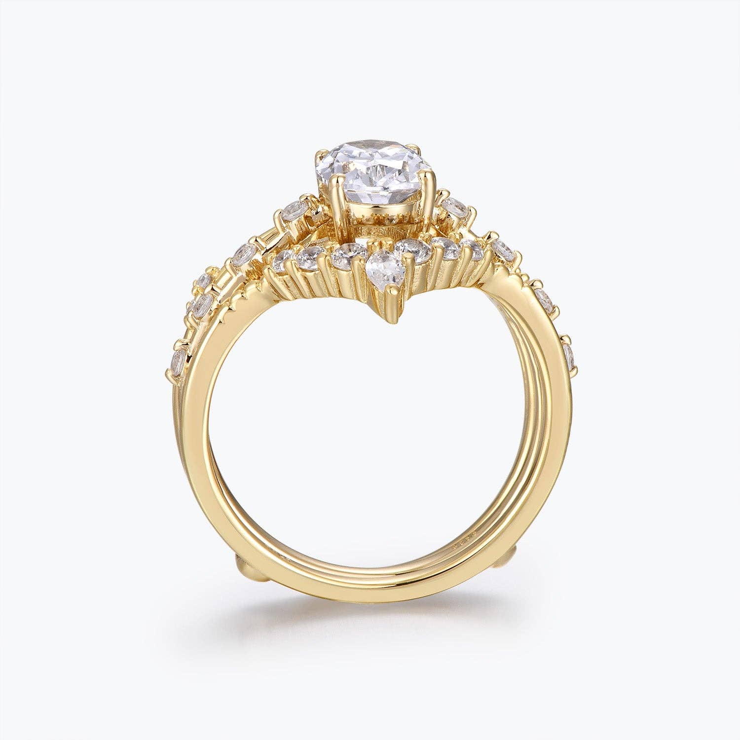 Dissoo - Wholesale Jewelry Set - Dissoo® Side Stones 1.5CT Oval Cut Moissanite Three-Piece Bridal Set9