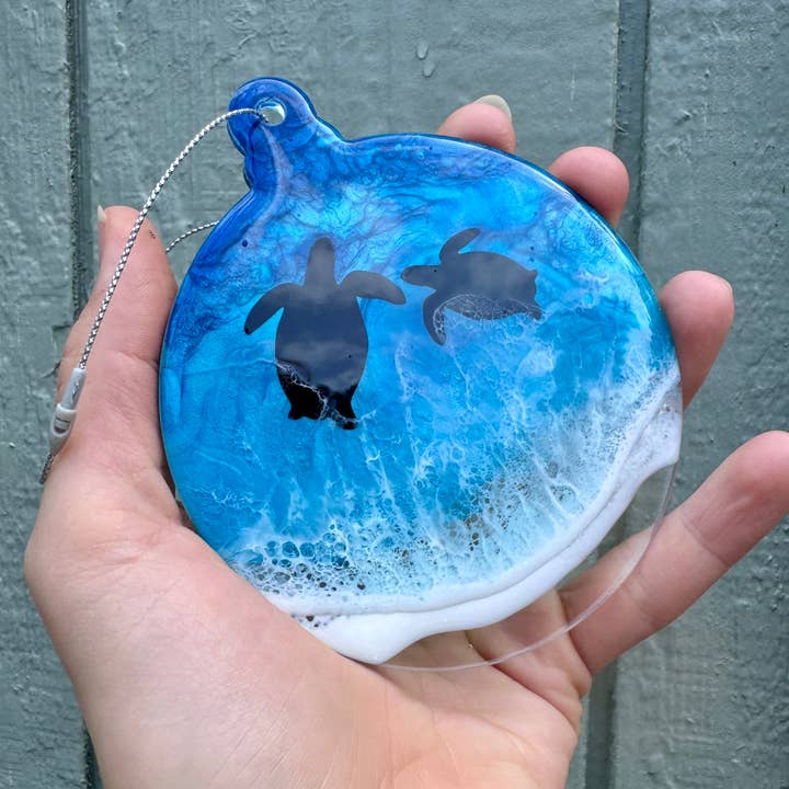 TBM Creations LLC - Wholesale Ornament - Resin Ocean Ornaments - Sea turtle variety | Beach Christmas12