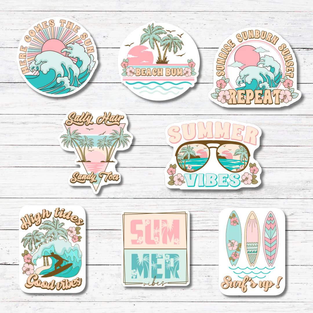 Oily Graphic Creations - Wholesale Sticker - Surf's Up- Summer Stickers/Magnet3