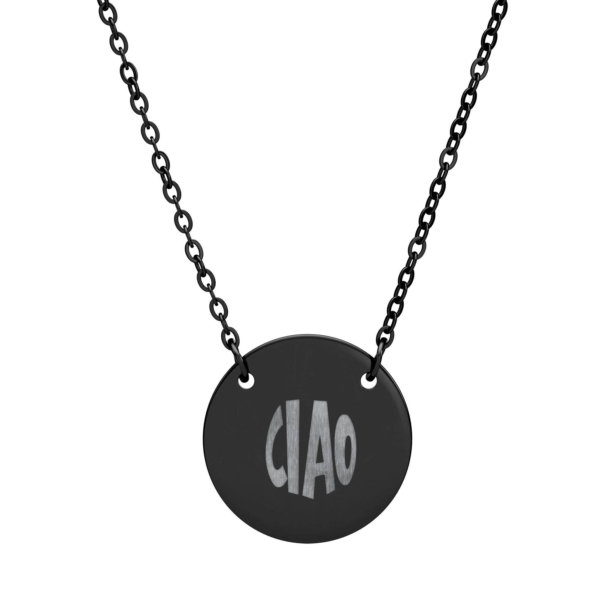 MARA Style - Wholesale Pendant/Charm Necklace - Engraved Circle Necklace - 'Ciao' Statement Jewelry0