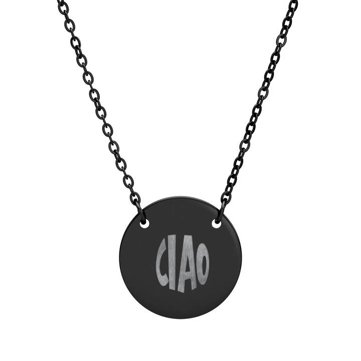 MARA Style - Wholesale Pendant/Charm Necklace - Engraved Circle Necklace - 'Ciao' Statement Jewelry
