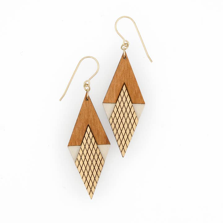 Art Deco Diamond Earrings · Intricate · Laser Cut Wood for wholesale by Bird of Virtue