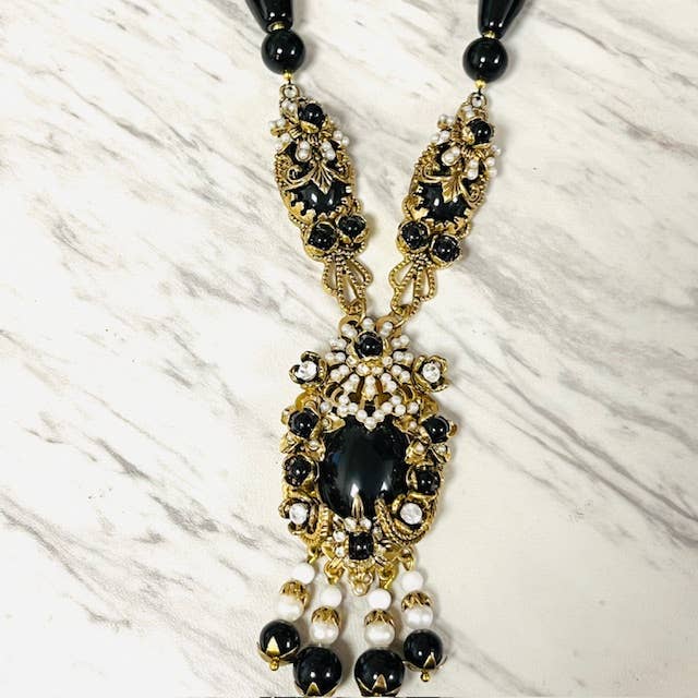 Black Agate with Vintage Style Filigree Pendant for wholesale by Anita K By Blushing Pink