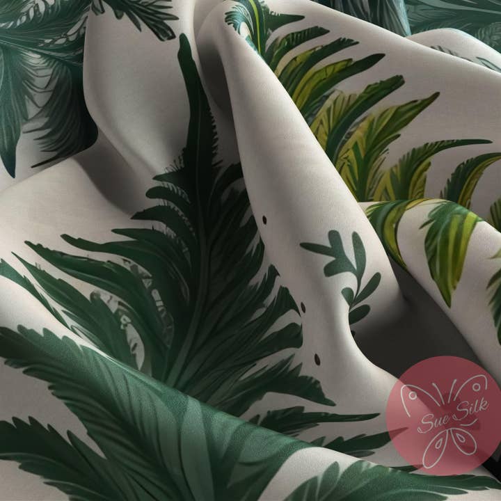 SueSilkHK - Wholesale Scarf - Women's - Vintage Hand-Drawn Fern Pattern Silk Scarf - Designer Original - Customizable Fabric and Size - Women's Scarf - Gift for Her8