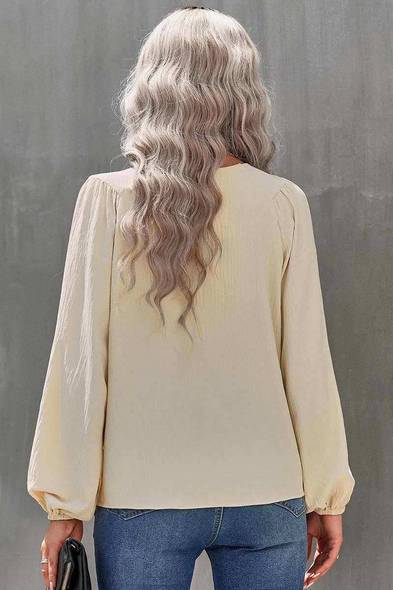 Supreme Fashion - Wholesale Blouse - Women's - Crew Neck Solid Long Lantern Sleeve Shirt3