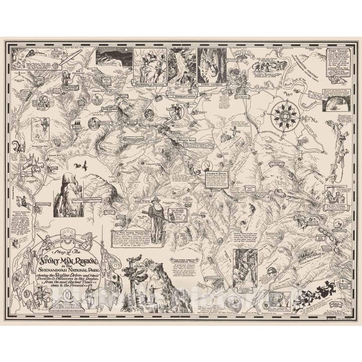 1935 Stony Man Region Map, Shenandoah Park By Culverwell for wholesale by Historic Pictoric