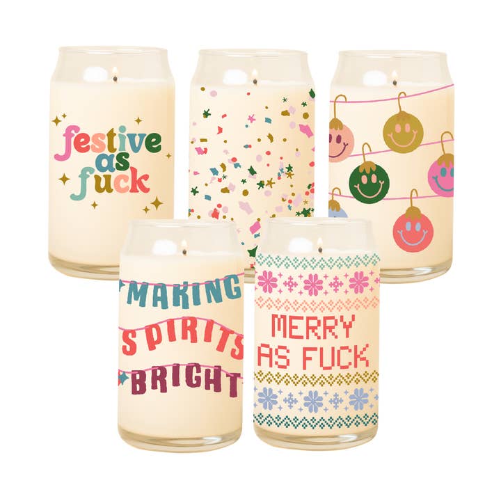 Vela navideña en lata de vidrio - Toot Art para venta al por mayor de Talking Out of Turn