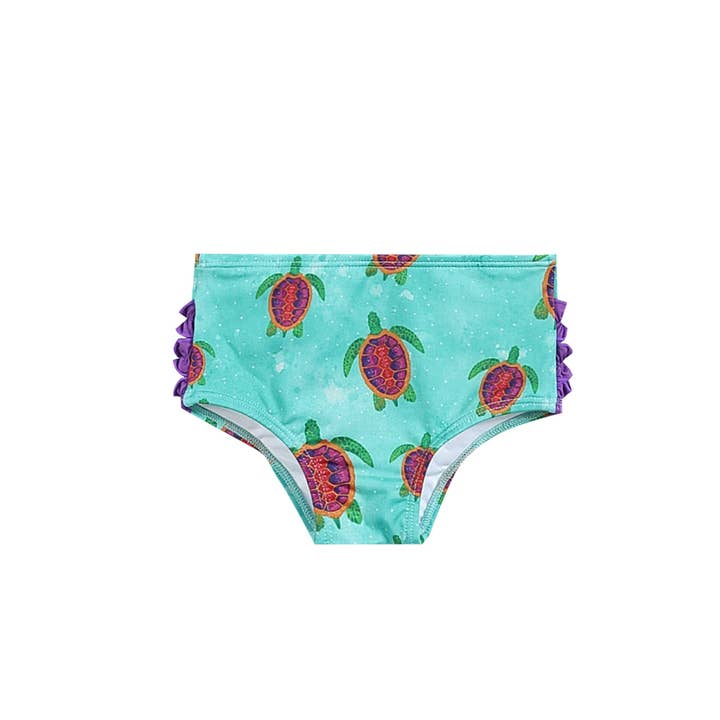 Lil Cactus - Wholesale Rashguard Set - Kids - Special Purchase -Turquoise Turtle Ruffle Rashguard 2 pc Set