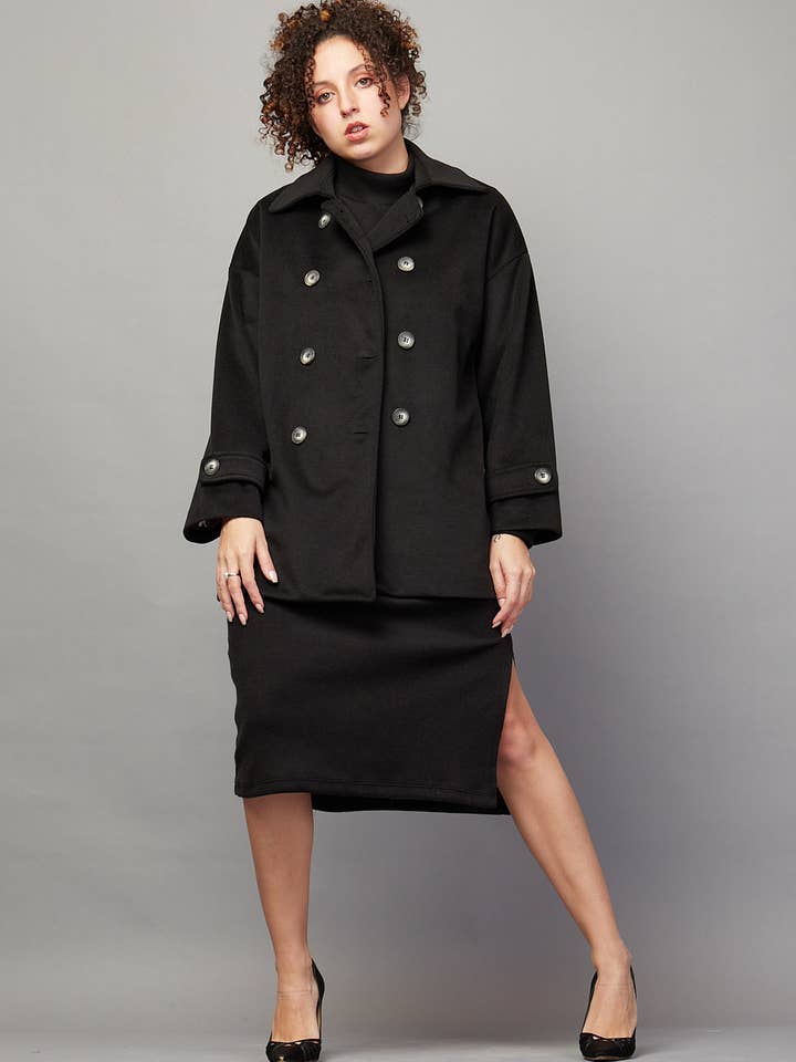 Damenmantel aus Stoff mit Reverskragen - H012 für den Großhandel von BanBat