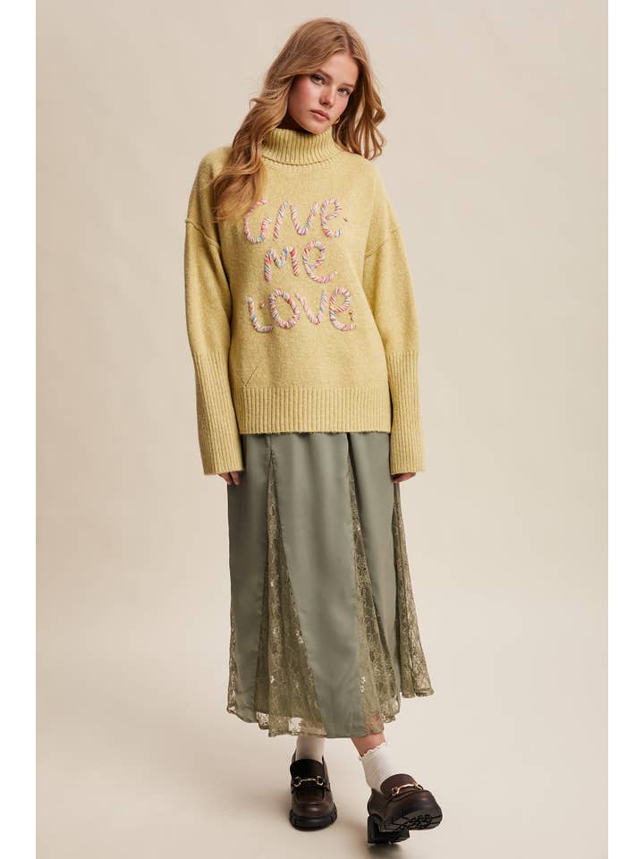 Listicle - Wholesale Skirt - Women's - Lace Inset Satin Midi Skirt LSK027220