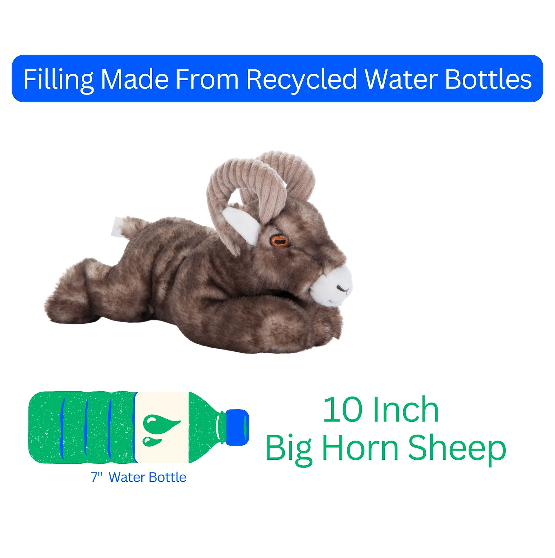 The Petting Zoo - Vente Peluche – enfant et bébé - Earth Keeperz Mouflon petit 10" Peluche Recyclée1