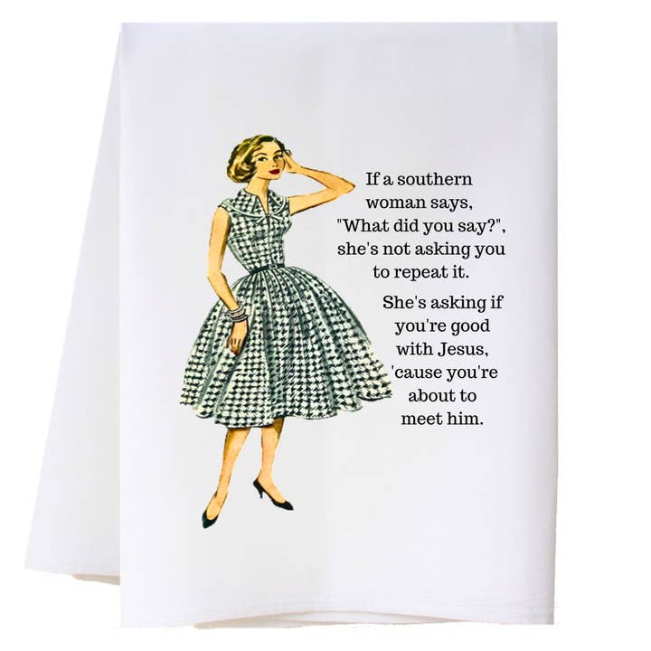What Did You Say Kitchen Towel for wholesale by Cora & Pate