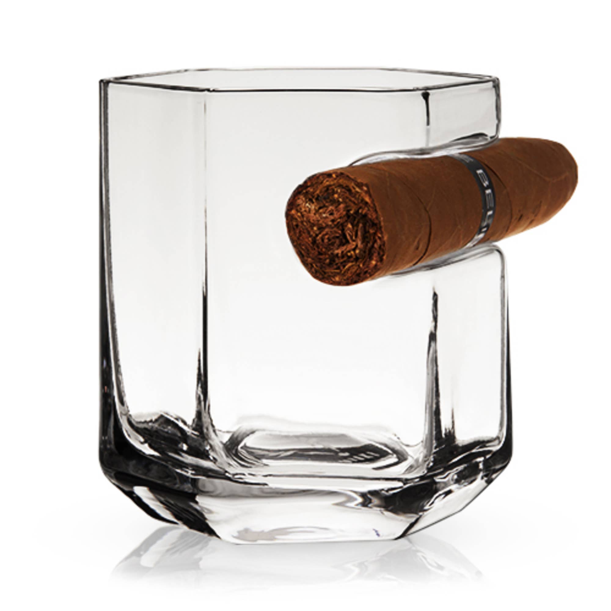 Viski - Wholesale Humidor/Cigar Accessory - Raye™ Crystal Whiskey Glass with Builtin Cigar Holder2