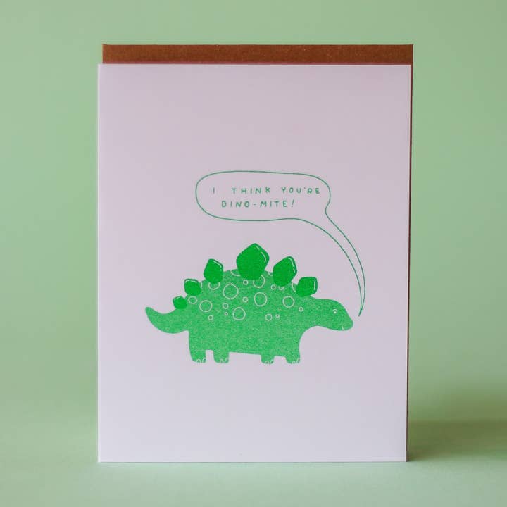 Carte de vœux Dino-Mite Riso pour la vente par M.C. Pressure