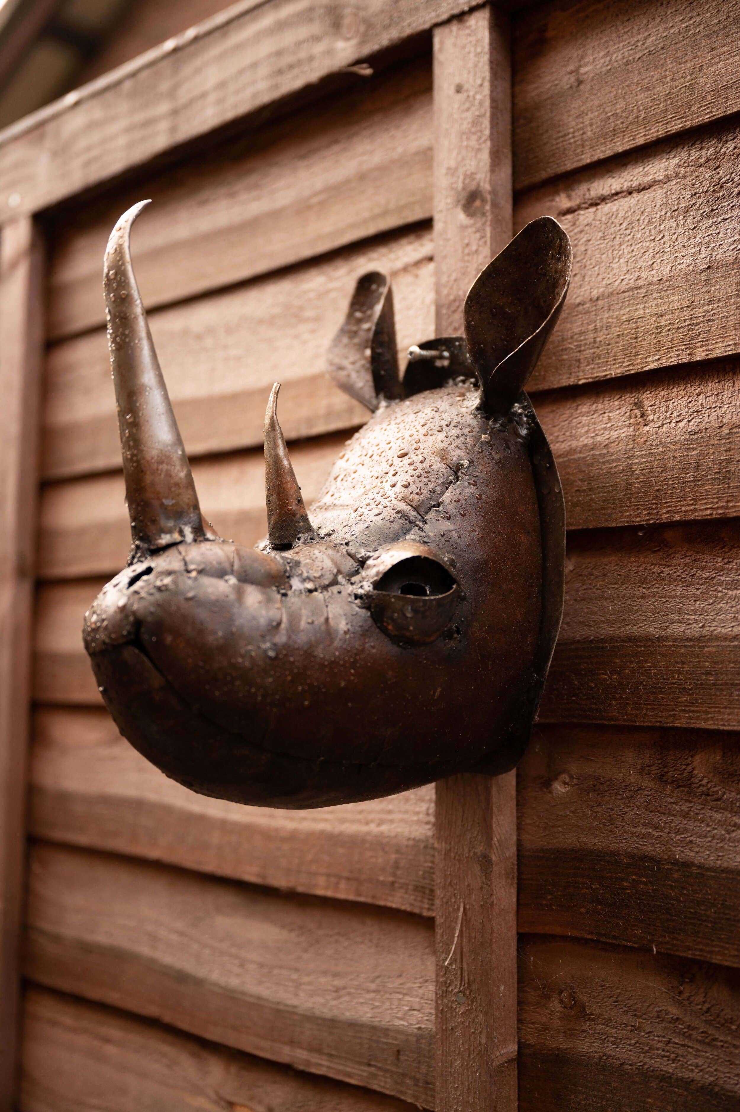 chi-africa – Engroshandel Udendørs pynt/dekoration – Genbrugt Metal Havekunst - Næsehornshoved1