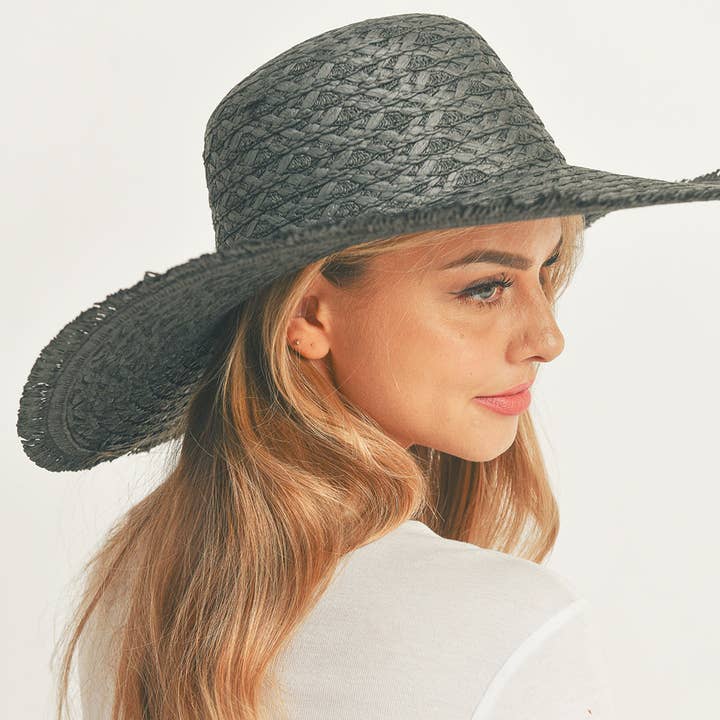 Sensibling Corp. - Wholesale Straw Hat - Women's - Trim Detailed Solid Straw Sun Hat
17