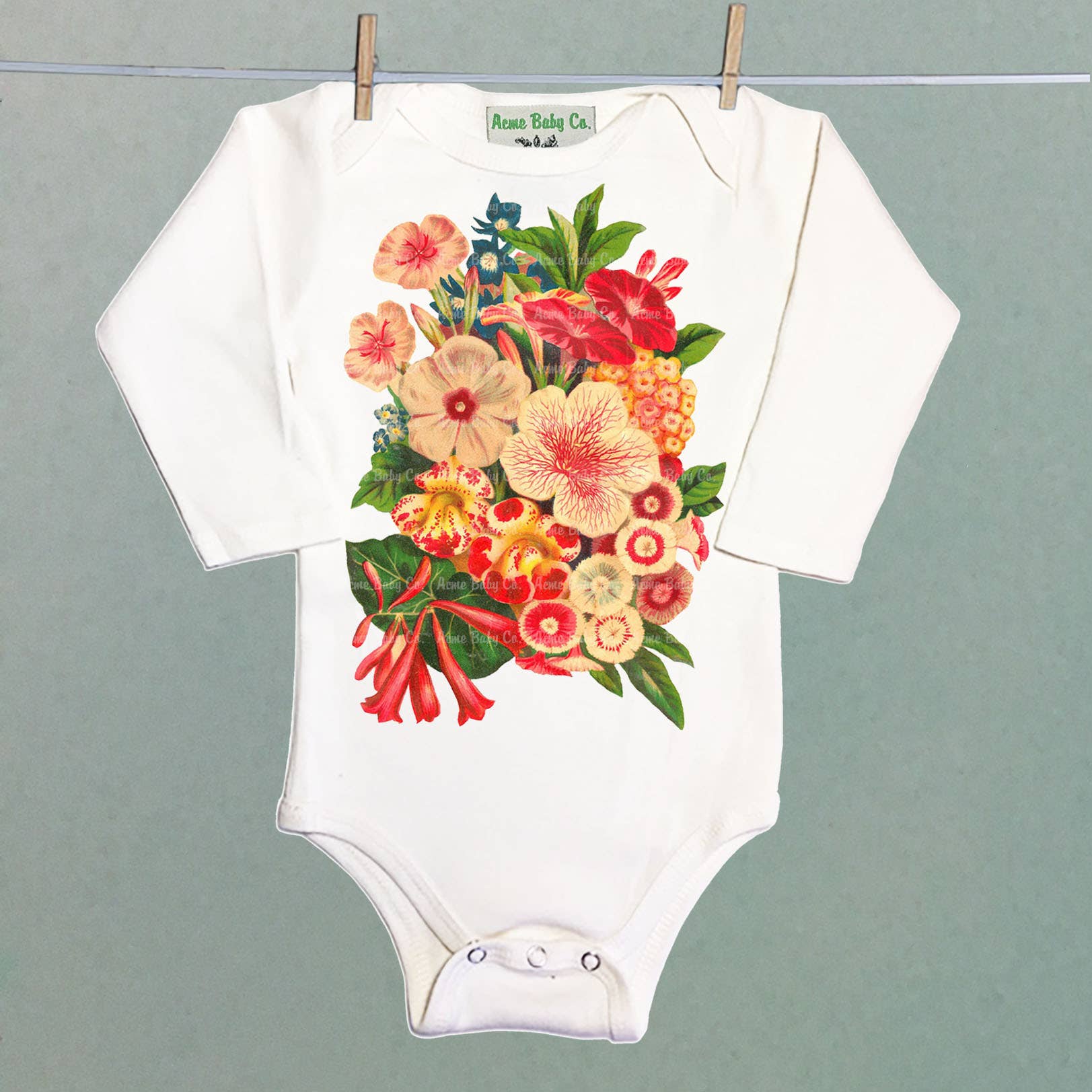 REMOVED BRAND - Wholesale Bodysuit (Non-Footed) - Baby - Warm Floral Bouquet Organic Bodysuit1