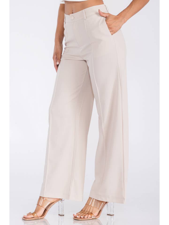 Fashion Space - Wholesale Pants - Women's - Women's Solid High Waist Formal Pants4