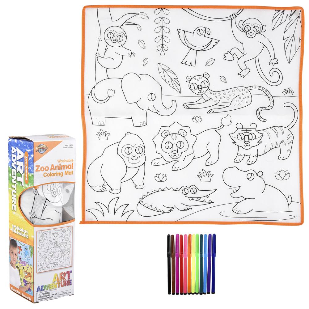 The Toy Network - Wholesale Art Set - Kids & Baby - 19.5" ZOO WASHABLE DOODLE MAT5