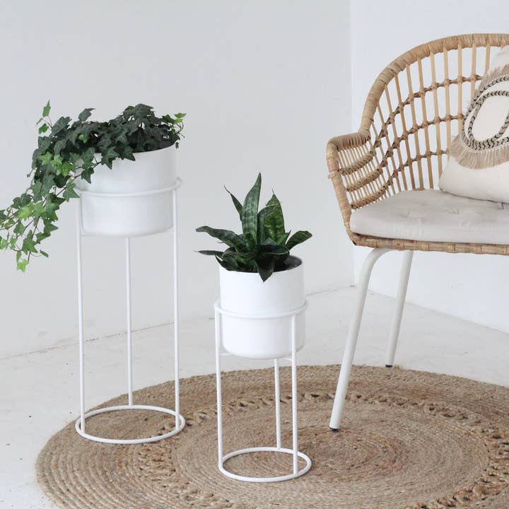 Set of 2 Plant Stand in Modern Matte White or Black for wholesale by Sprout & About