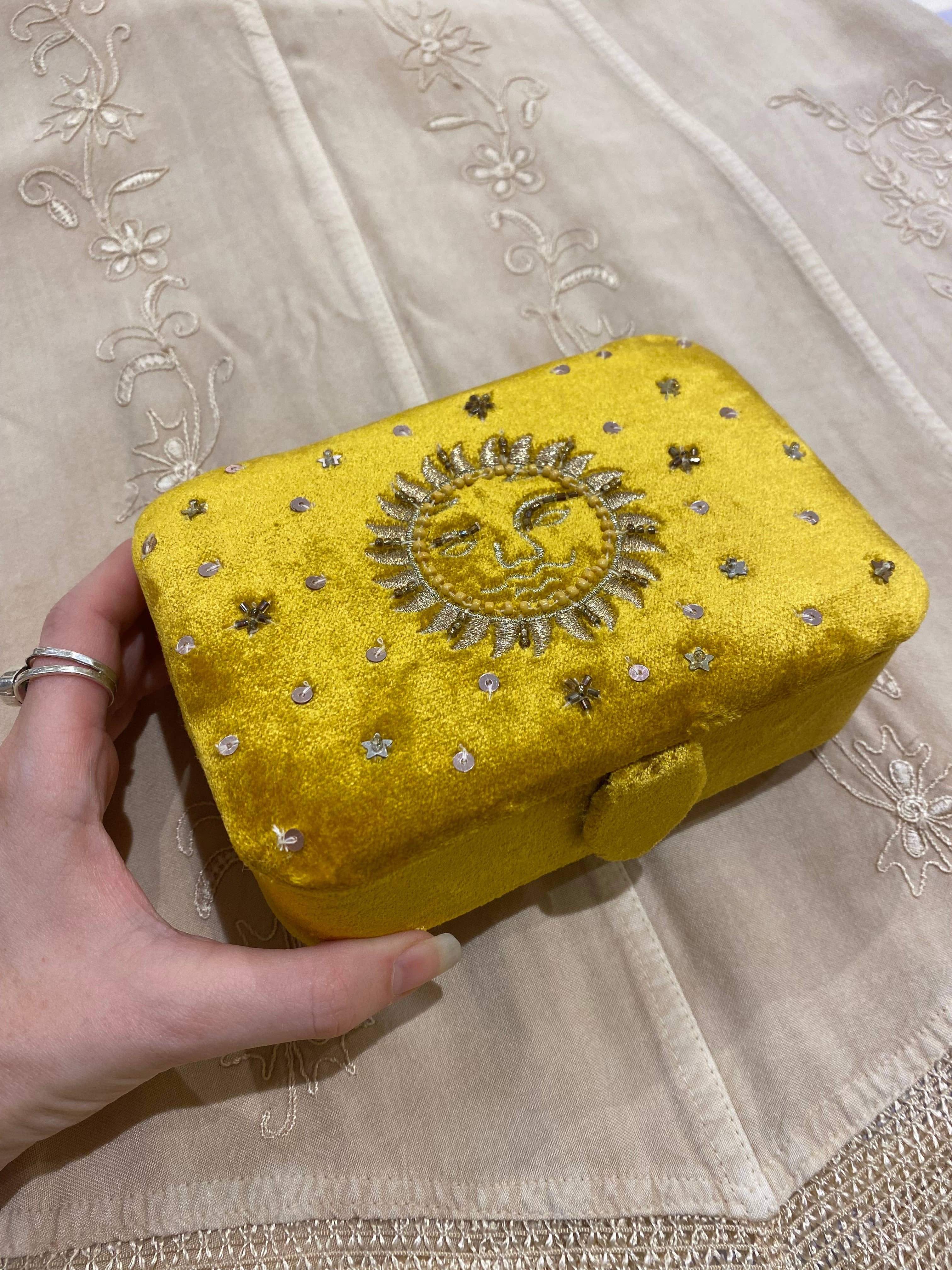 Temple of Treasure - Wholesale Jewelry Box/Organizer - Sun Velvet Tarot Jewelry Box yellow beads2