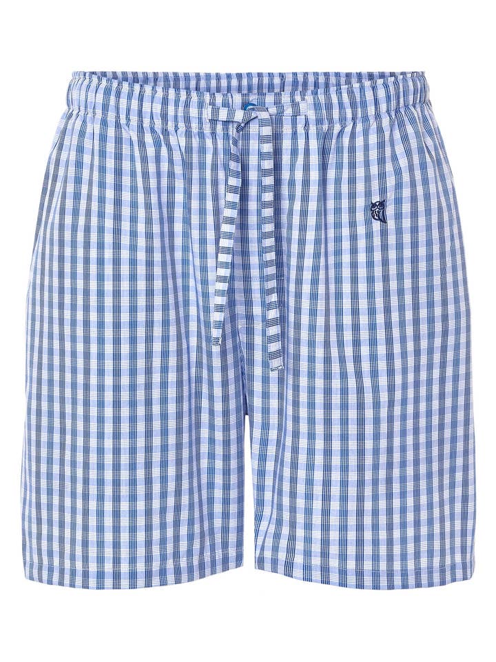 Kort herrpyjamasbyxa i poplin, rutig - Blå 8548_36 för wholesale av El Búho Nocturno