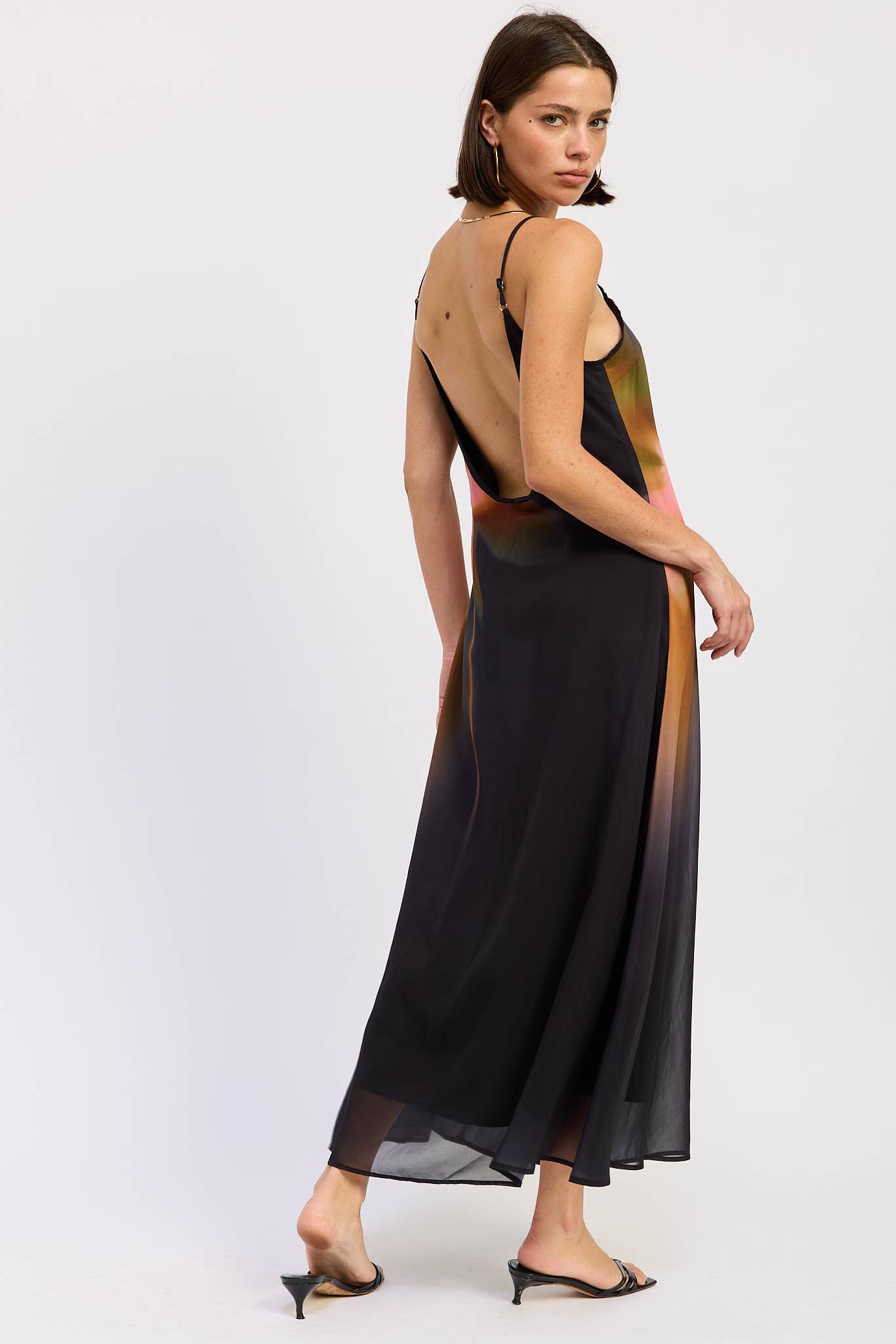 BLACK MAXI FLORAL PRINT SLIP DRESS WITH SCOOP BACK  for wholesale on Faire7