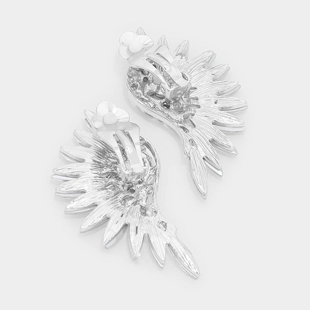 Sensibling Corp. - Wholesale Clip-On Earrings - Marquise Stone Cluster Wing Clip on Earrings
4