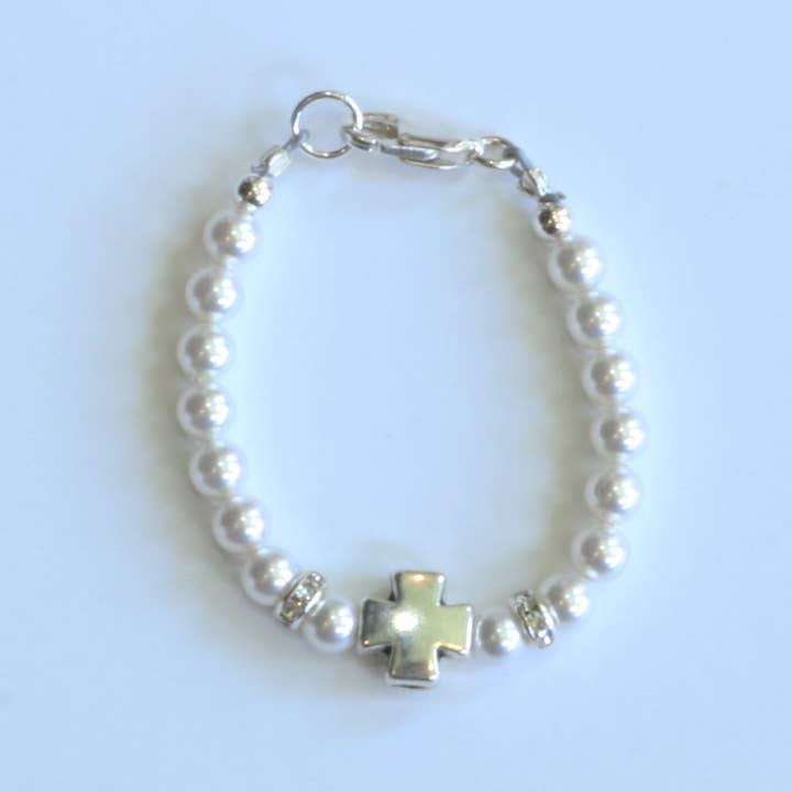 Religious Pearls w/ Gold Cross, Children's Jewelry for wholesale by Zsa Zsa & LoLLi Monogram Blanks