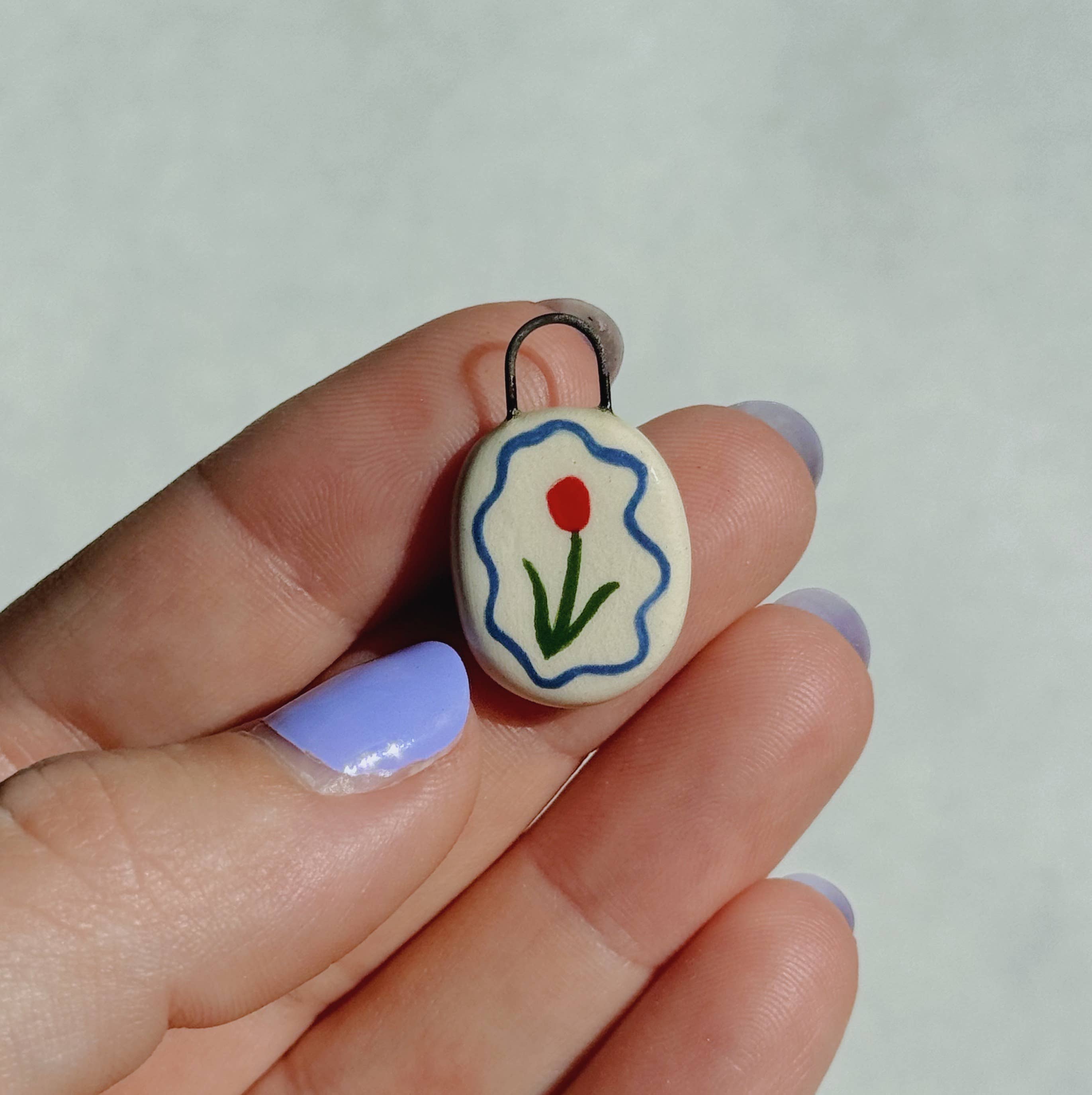 Terra Clay Co. - Wholesale Individual Charm/Pendant - Framed Tulip Ceramic Charm0