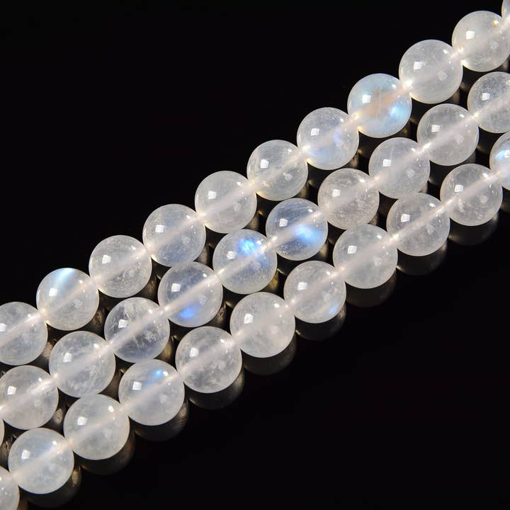 AAA Cream White Rainbow Moonstone Smooth Round Beads Size 6mm-12mm 15.5'' Str for wholesale by CRCBEADS