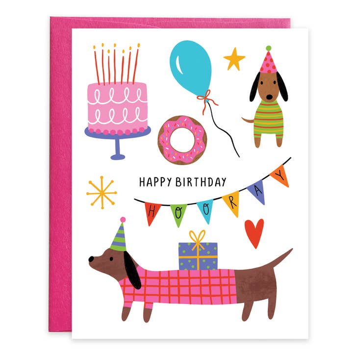 Birthday Greeting Card - Dachshund Birthday for wholesale by GINA B DESIGNS