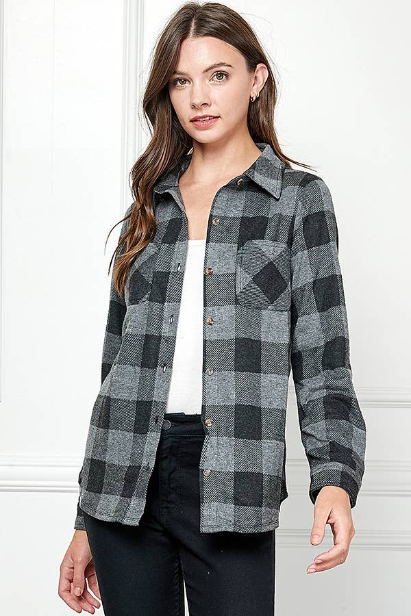 Veracci - Wholesale Button Down Shirt - Women's - Stretch button Up Women Plaid Sweater Shirt19