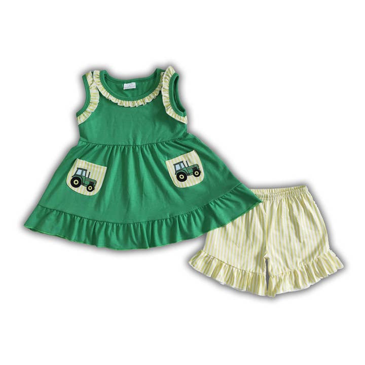 short à rayures poches tracteur vêtements d'été pour filles pour la vente par Yawoo Garments